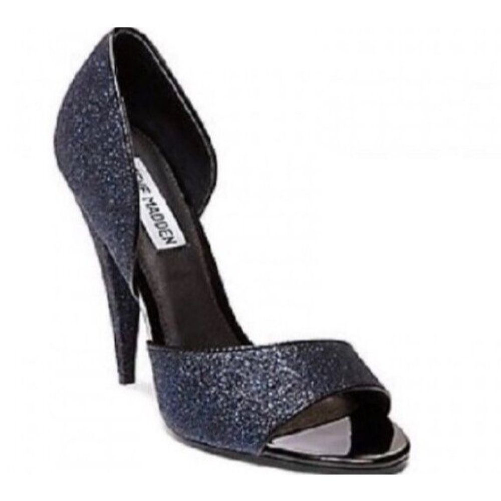 Steve Madden Pump Heels Delacaci D'Orsay Metallic Glitter Midnight Blue Size 6M